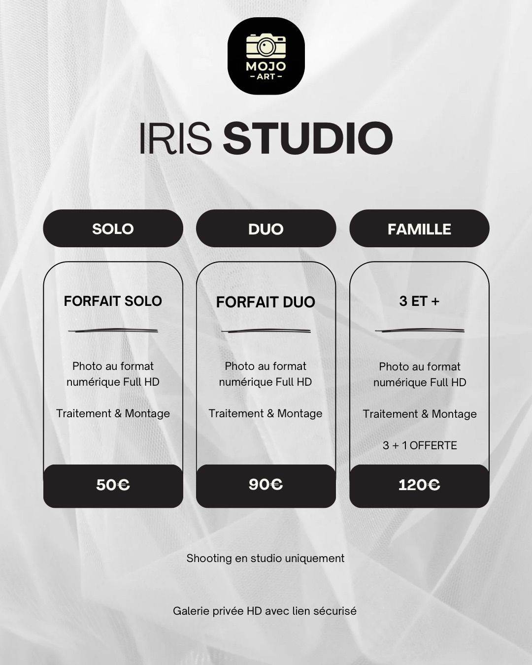 Tarifs MoJo Art Studio — iris studio solo, duo et famille